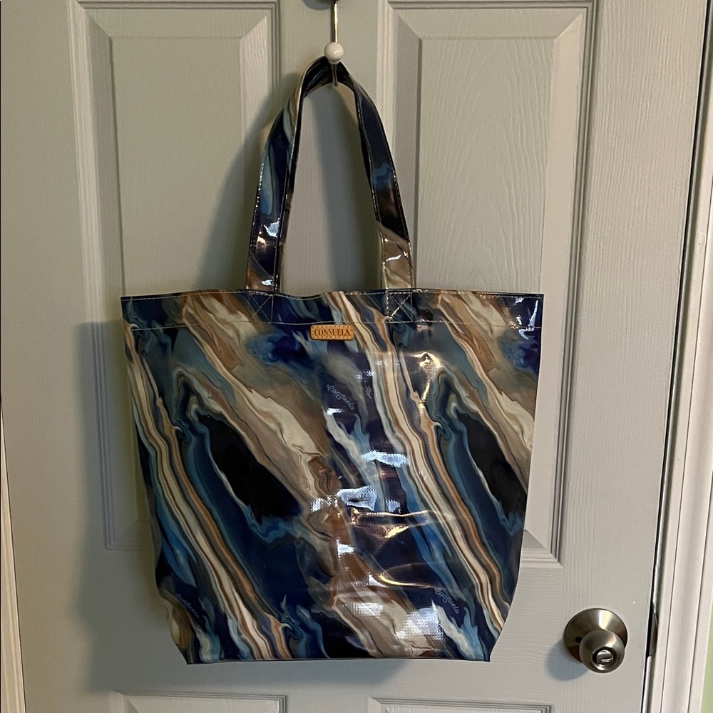 Consuela Blue and Tan Marble Tote